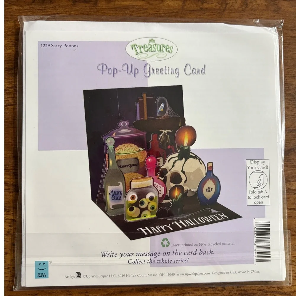 2 Halloween Haunted House & Potions Witch New‎ Treasures Pop-Up Greeting Cards